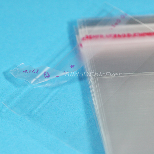 1000x praktische selbstklebende OPP Tütchen 5x13cm+Klappe 2cm, Beutel, Tüten, Adhäsionsverschlussbeutel, Verpackung, transparent